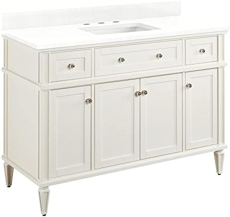 Signature Hardware 464807 Elmdale 48" Free Standing Single Vanity Set with Mahogany Cabinet, Vanity Top, and Rectangular Undermount Vitreous China Sink - 8" Faucet Holes