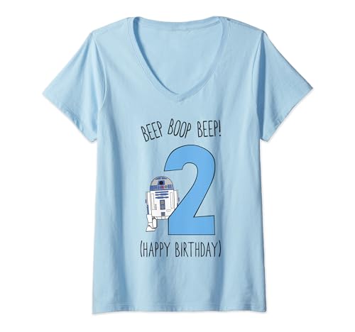 T-shirt Star Wars R2 original avec col en V pour vêtement anniversaire fille 2 ans