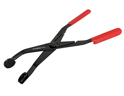 ARES 15028 - Extended Reach Angled Hose Clamp Pliers - Extra Length and Angled Round Jaws for Improved Access in Hard to Reach Areas - Textured Jaw Surface for Enhanced Grip