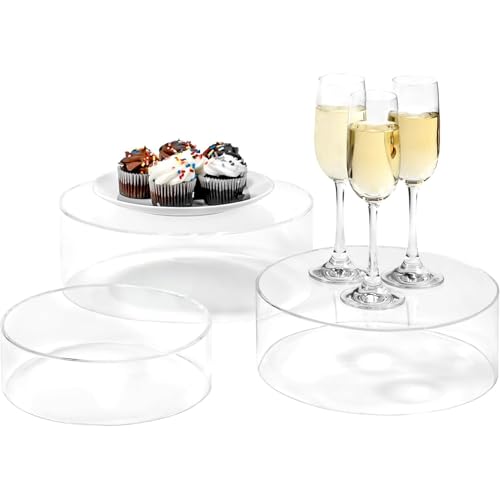 Genérico Elevador Para Tartas | Base Transparente para Pasteles | Juego 3 Repisas Mesada Para Decoración Hogar Pastelería Retail Florería Panadería Eventos