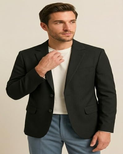 Image of PERFECT PRODUCTIONS Mens Black Blazer Slim Fit, Mens Black Blazer for Advocates