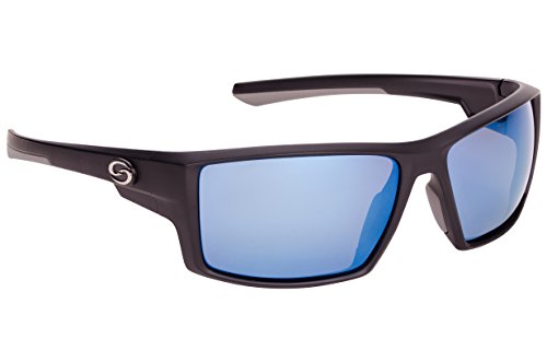 Strike King Optics Polarized SG Pickwick Sunglasses, Matte Black Frame/White/Blue Mirror Gray Base Lens