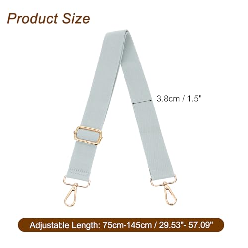 Image of uxcell Wide Shoulder Strap, 3.8cm Adjustable Purse Strap Replacement Crossbody Strap for Shoulder Bag Handbag, Grey, Light Gold Pull Core Buckle