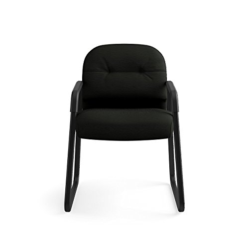 Image of HON 2093SR11T Leather 2090 Pillow-Soft Series Guest Arm Chair, Black