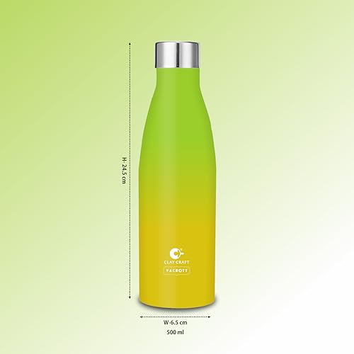 Image of Clay Craft Vacbott Gerald Dual Tone Insulated Double Wall|18 Hours Hot and 24 Hours Cold Water Bottle Vacuum Insulated|Thermosteel|Flask 500ml Bottles|BPA-Free|BIS Certified|1Year Limited Warranty