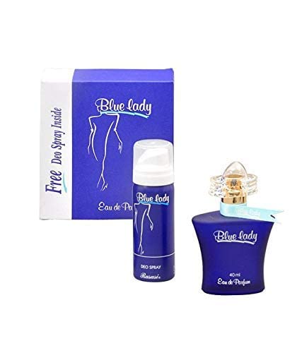 Blue Lady With Deo For Woman Edp - Eau De Parfum 40Ml (1.3 Oz) | Romantic Pour Femme Spray | Refreshing Blend Of Jasmine With Musk And Vanilla | By Rasasi Perfumes #TOP1
