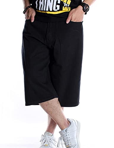 Short en Jean pour Hommes Hip Hop Short en Jean à Broderie Vintage Baggy Short en Jean pour Planche à roulettes Rap Short en Jean Couleur5 XL
