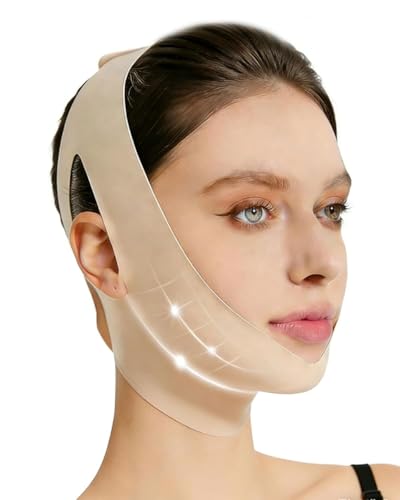 Collagen Face Sculpt Wrap with Collagen Yarns, Réutilisable Masque en Forme de V, Masque Double Menton, V Line Lifting Visage, Gaine Visage Liftant pour Femmes Menton Lifting Raffermissant (M)