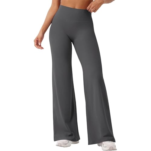 Pantalon de yoga jambe large femme legging évasé taille haute sport running