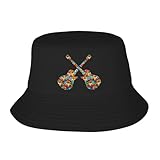 Bucket Hats Fashion Sun Cap Packable Outdoor Fisherman Hat for Women and Men Rainbow Colorful Dot Guitarr Bucket Hats