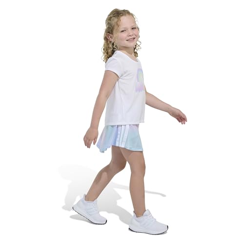 Image of adidas Girls' Pleated Tee Shirt and Aop Flounce Skort Set