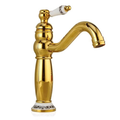 Robinet de lavabo vintage anti-fuite en cuivre or rose pour salle de bains