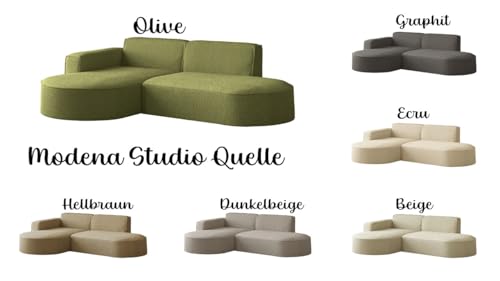 Kaiser Möbel - Ecksofa, Sofa L-Form Designer Modena Studio - Modern Design Couch - Freistehende Sofa Wohnzimmer - Seite Links - Stoff Quelle - Farbe Beige - 165x236x78 cm – Bild 6