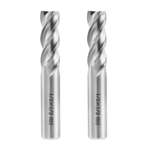 Image of Square End Mill 1 /2 inch Cutting Dia x 1 /2 inch Shank Dia 4 Flute Straight End Mill Cutter - 2pcs