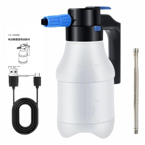 Whtkoph 1.5 Liters Car Electric Foaming Sprayer Set White Liquid Soap Sprayer with Metal