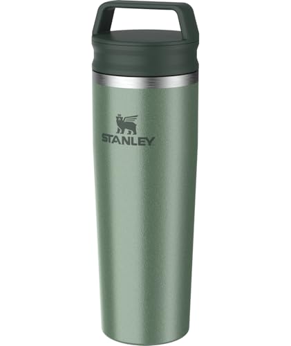 Image of STANLEY Cafe To Go Travel Mug 20 oz | Leakproof Two-Part Drink Through Lid | Tumbler Cup for Coffee, Tea and Drinks | Insulated Stainless Steel Coffee Mug | BPA-Free | Hammertone Green