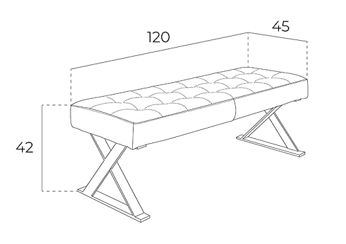 Angel Cerdá - Banqueta Descalzadora - Tapizada en Polipiel Blanca - Patas Cromadas en Forma de Aspa y Capitoneado - Diseño Moderno - Banqueta Auxiliar para Dormitorio - 120 x 45 x 42 cm - imagen 3