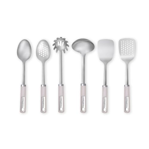 Laura Ashley 6 Pcs Lot Ustensile Cuisine en Acier Inox – Poignée Confort, Résistants à la Chaleur et Lavables au Lave-Vaisselle – Set Ustensile Cuisine Idéal pour Toutes vos Préparations