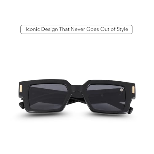 Image of MOONX Gemini UV Protected Rectangular Sunglasses for Men & Women | PC Frame | PC Lens | Stylish Unisex Eyewear for Driving, Travel & Casual Outings