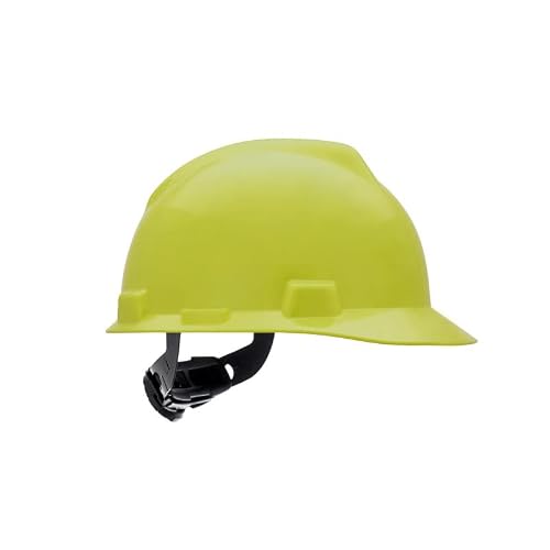 Msa 10061512 V-Gard Cap Style Safety Hard Hat With Fas-Trac Iii Ratchet Suspension | Polyethylene Shell, Superior Impact Protection, Self Adjusting Crown Straps - Standard Size In Hi-Viz Yellow #TOP4