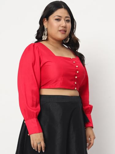 Image of studio rasa Women's Plus Size Chroma Button Down Crop Top for Wedding Festive Party