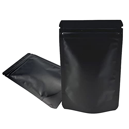 Stand-Up Resealable Heat Seal Bags 3.55Mil Thick Mylar Frosted Black Foil Sealed Bags 50 Pieces 3.35X5.1 Inch For Zip Packaging Lock Food Storage Pouch #TOP18