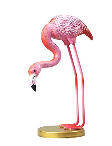 Amoy-Art Deco Flamant Figurine Decoration Maison Fait Main Statue Sculpture Décoratif Cadeaux Souvenirs Giftbox Sécurité Peinture pour Enfants Résine Rose 22cmH