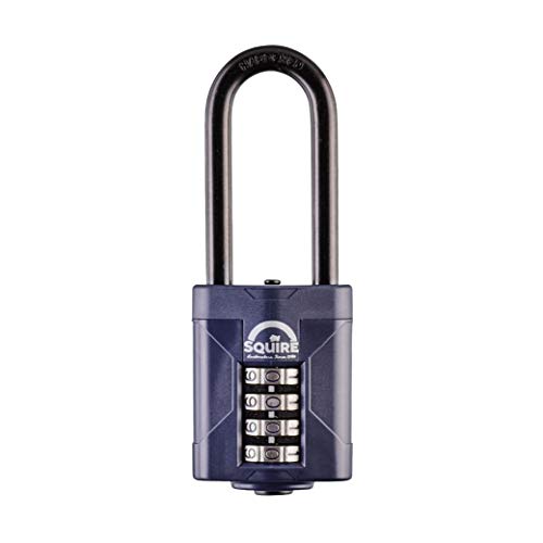 Squire Combination Padlock. Weatherproof Hardened Steel Shackle Recodable Padlock. (4 Wheel - 50mm Extra Long Shackle (2.5