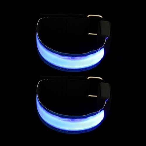 Frcolor 2個 夜間ランニング用軽量ナイロン製発光アームバンド 屋外ジョギング反射腕章 夜道の視認性向上 ライト