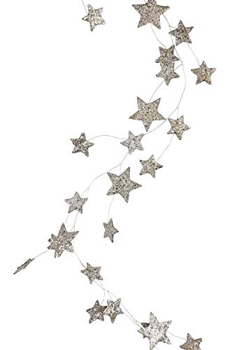 Image of Creative Co-Op 72 inch Star Shaped Garland with Glitter, Silver