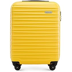 Maletas Benzi Mediana WITTCHEN Maleta de Viaje Equipaje de Mano Maleta de Cabina Maleta de ABS con 4 Ruedas giratorias Cerradura de combinación Asa telescópica Groove Line Tamaño S Amarillo