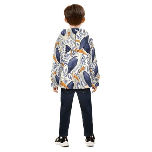 Birds with Orange Beaks Toddler Fleece Jacket Girl Boys Hooded Fleece Jacket Coat Warm Outwear Zip-up 3-10T4