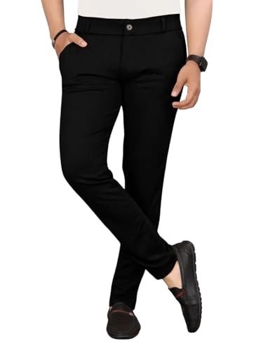 Image of Men's Everyday Wear Trousers | Regular Fit Solid Pants with Button | Smart and Comfortable Bottomwear (Pack of 1)