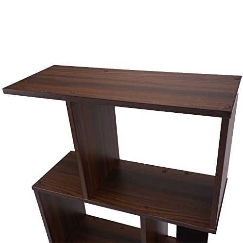 Image of Nilkamal Checkers 3 Tier Engineered Wood Open Book Case with 6 Shelves | Shelf, Cabinet, Storage | for Living Room, Office, Bedroom | Classic Walnut