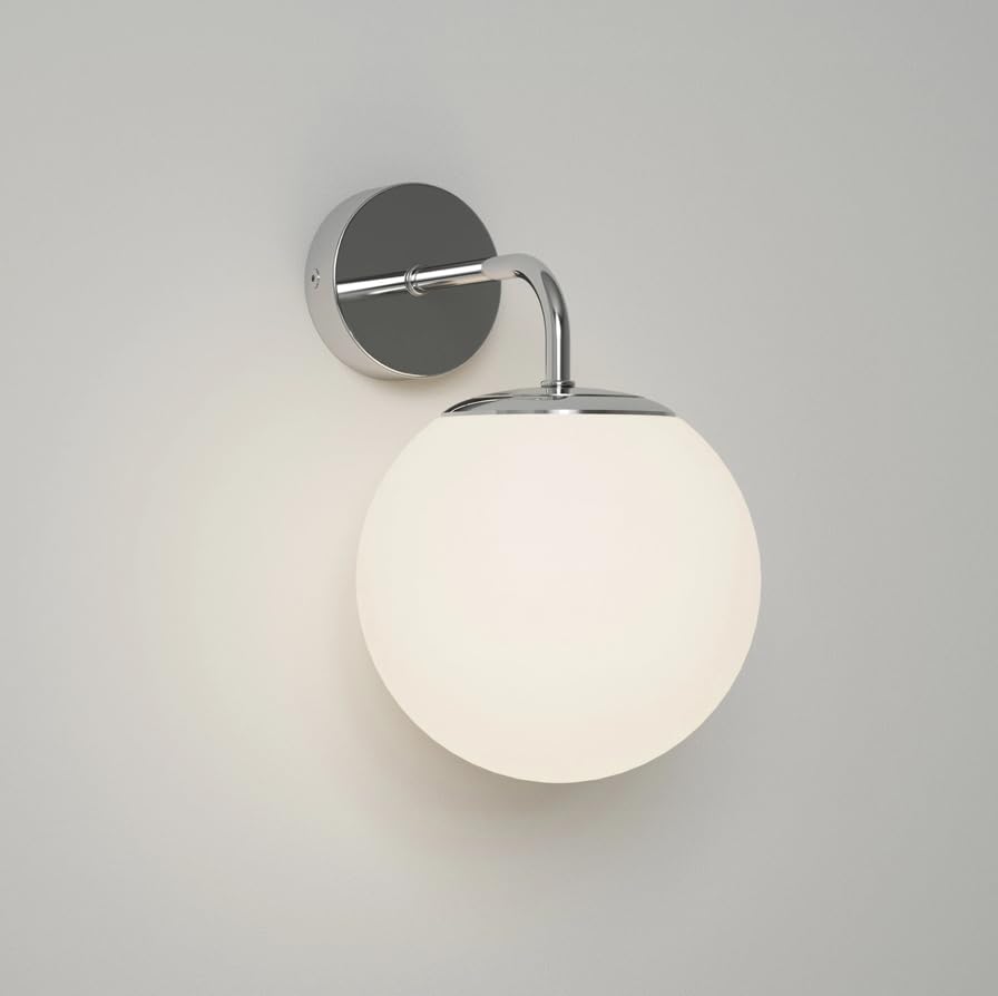 Pebble Grey Solara Single Globe Wall Light 120 x 177 x 200mm Chrome - Mirror-Ready Bathroom Lighting, Stylish Bathroom Fixtures, Elegant Indoor Lighting, Vanity Light, Modern Wall Lights