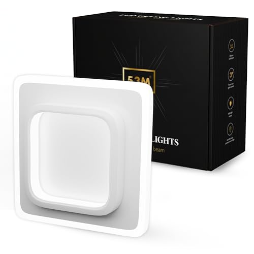 Image of 50W Modern LED Ceiling Light for Living Room, Flush Mount Chandelier Style Fixture, 3-Color Dimmable Surface Mount Lamp for Bedroom & Hallway (Square White)