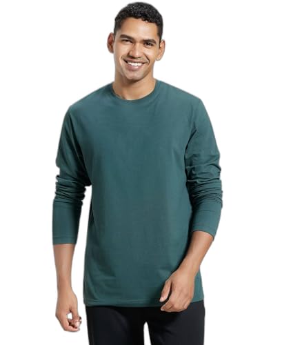 Image of Jockey AM95 Men's Super Combed Cotton Rich Solid Round Neck Full Sleeve T-Shirt