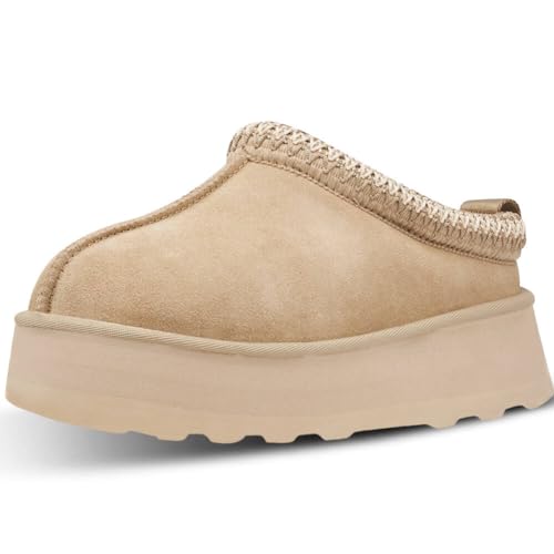 Platform Slippers Mini Boots for Women Fleece Lined Snow Boots Anti-Slip Snow Platform Slippers for Women Winter Outdoor