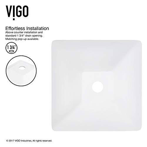 Vigo Hibiscus 16 Inch L X 16 Inch W Over The Counter Freestanding Matte Stone Square Vessel Bathroom Sink In Matte White - Sink For Bathroom Vg04004 #TOP4