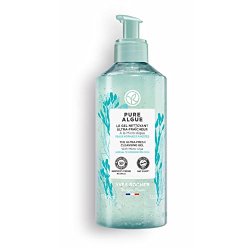 Yves Rocher Pure Algue, ultra-refreshing cleansing gel, gently removes make-up and nourishes the skin, with micro-algae, 390 ml