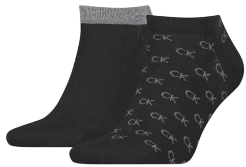 Calvin Klein All Over CK Logo Men's Liner Socks 2 pack, Basket Pour des hommes, Black, 43/46