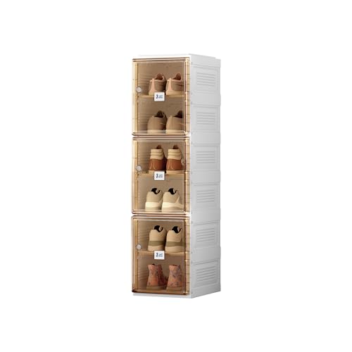 Image of ANTBOX Shoe Organizer Storage Box, Portable Folding Shoe Rack for Closet with Magnetic Clear Door,Large Sneaker Cabinet Bins Sturdy Easy Assembly 6 Layers-6 Grids