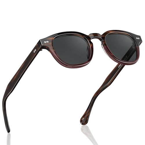 CARFIA Retro Cool Acetate Sunglasses for Men Polarized UV Protection, Keyhole Square Sunnies Driving Shades Trendy Eyewears