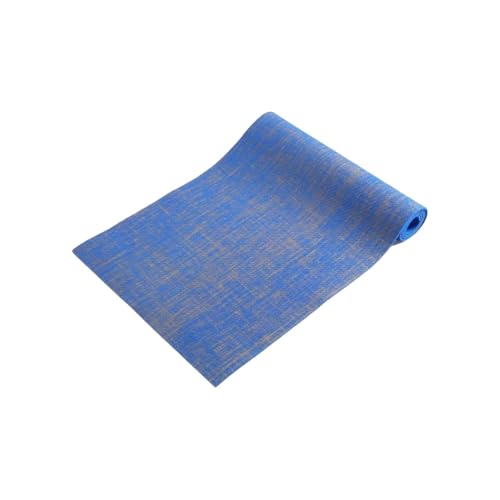 YNYNヨガマット 麻 エクササイズマット 5mm 肌に優しい 自然抗菌 通気性 ノンスリップグリップ フィットネスマット トレーニングマット おりたたみ ピラティスマット 屋内運動 男性と女性のフィットネス利用 (ブルー)