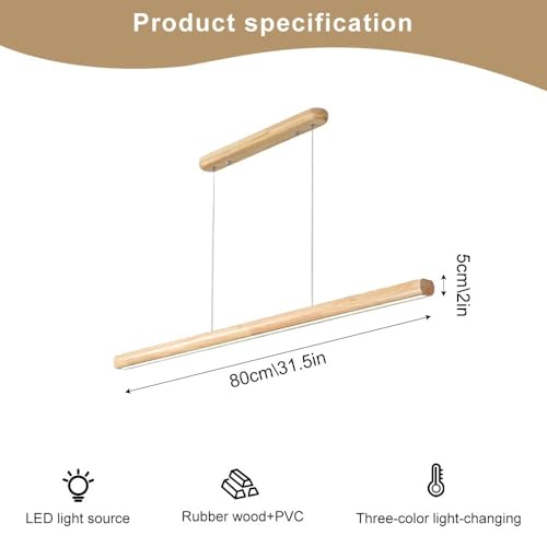 Lámpara colgante de tubo largo de madera para mesa de comedor moderna y cocinas conceptuales 4
