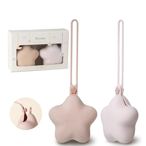 Image of Moonkie Silicone Pacifier Holder Case, Cute Portable Pacifier Storage Case, 2 Pack