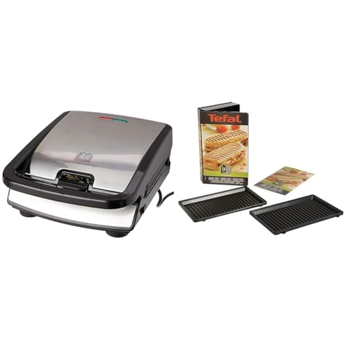Tefal Snack Collection, Plaques Gaufres et Croque monsieur incluses, 2 Plaques Interchangeables, Noir/Acier Inoxydable, 700 W & Coffret de 2 plaques...