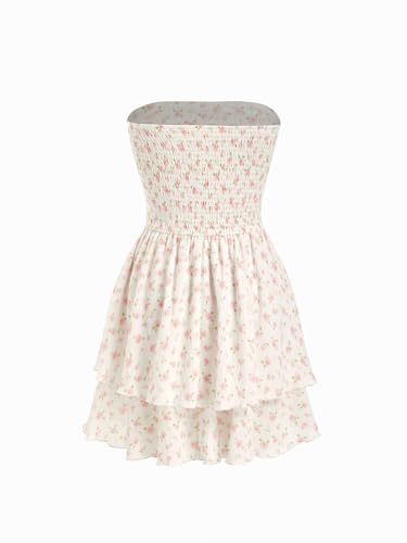 Image of CIDER Women's Summer Cocktail Dress - Tube Ruched Ruffle Mini Dress | Strapless, Country Concert, Western Cowgirl Outfits