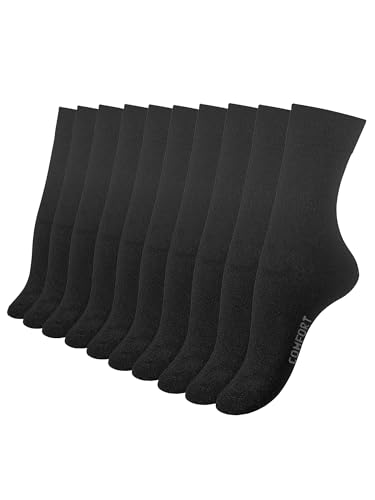 Cotton Prime 10 Paar Damen Socken schwarz COMFORT Ohne Gummibund Baumwolle Gr. 39-42