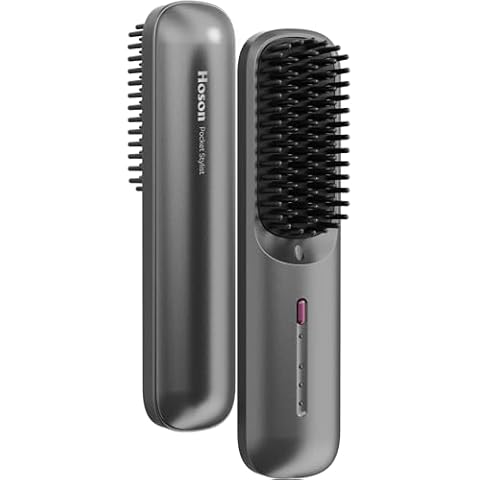 Hoson Cordless Hair Straightener Brush, Portable Straightener Brush for Travel, Lightweight Mini Rechargeable Straightening Comb Cover